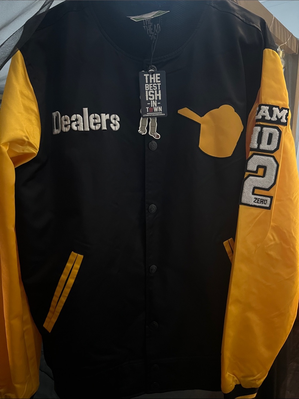 420 Steelers aka Dealers Men's Black & Yellow Bomber Varsity Jacket